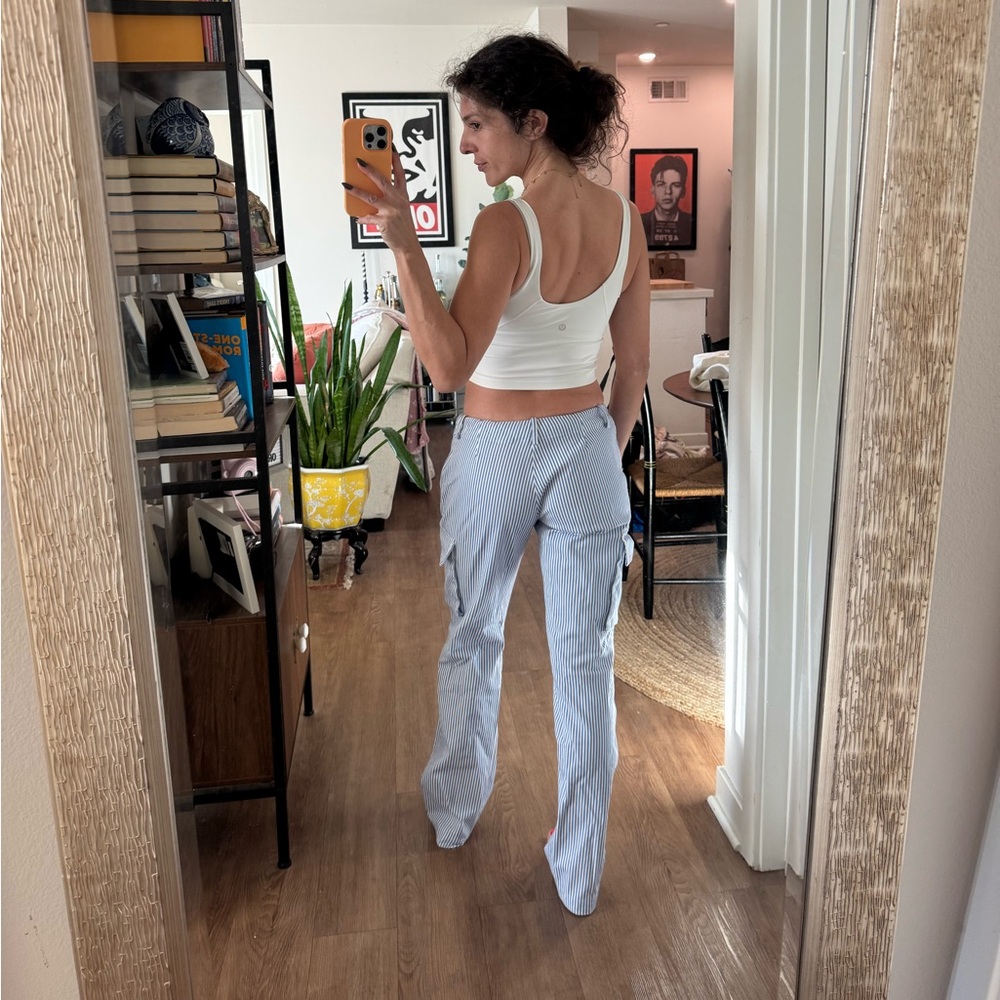 Miaou Striped Blue and White Straight Leg Pants - Picture 3 of 8